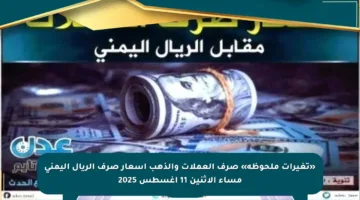 «تغيرات ملحوظة» صرف العملات والذهب أسعار صرف الريال اليمني مساء الإثنين 11 أغسطس 2025